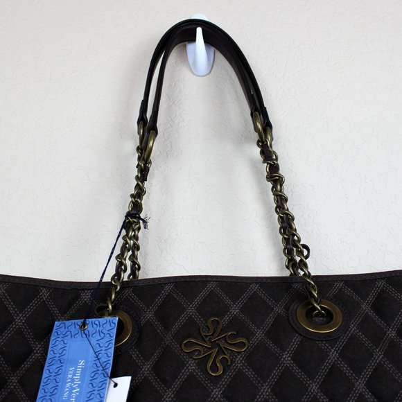 Simply Vera Vera Wang Brown Cocoa Quilted Handbag Shoulder Bag - Picture 6 of 11